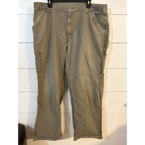 Carhartt Pants Mens 42x32 Green Original Dungaree Fit B151-LBR Workwear Cotton - Picture 1 of 9